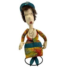 Unique old lady stuffed doll eclectic collectible